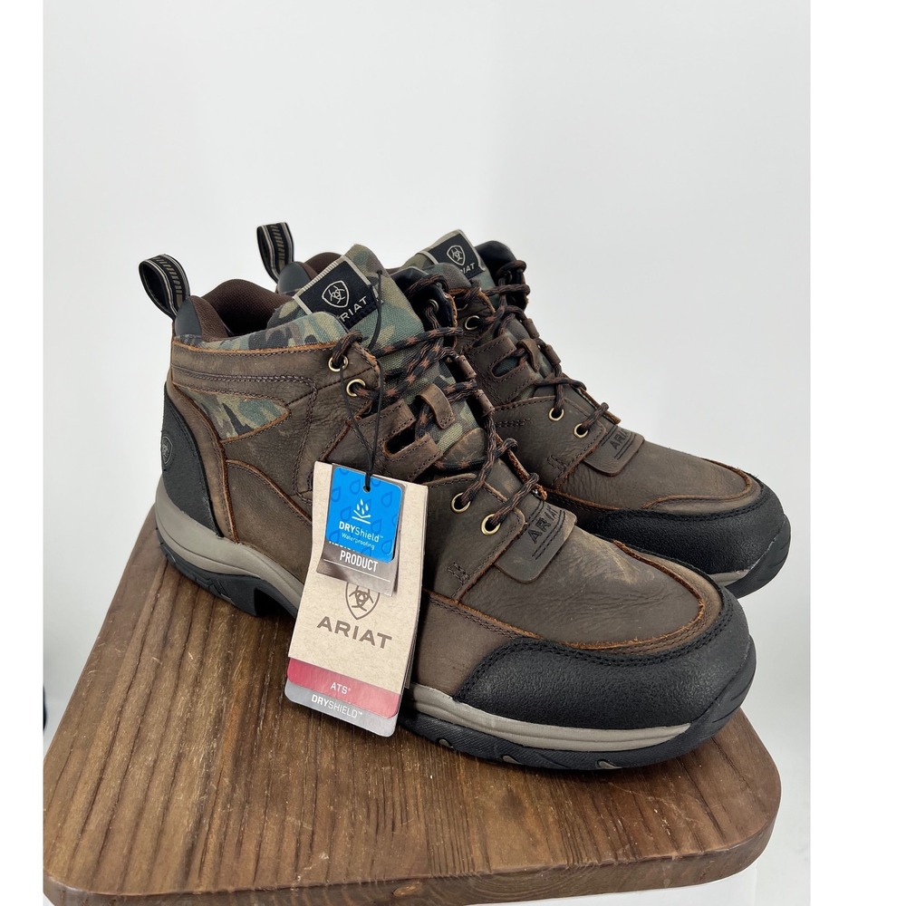 Ariat Mens Terrain H20 Waterproof Boots Camo Dark Coffee 10064010 Size 14 D NWT